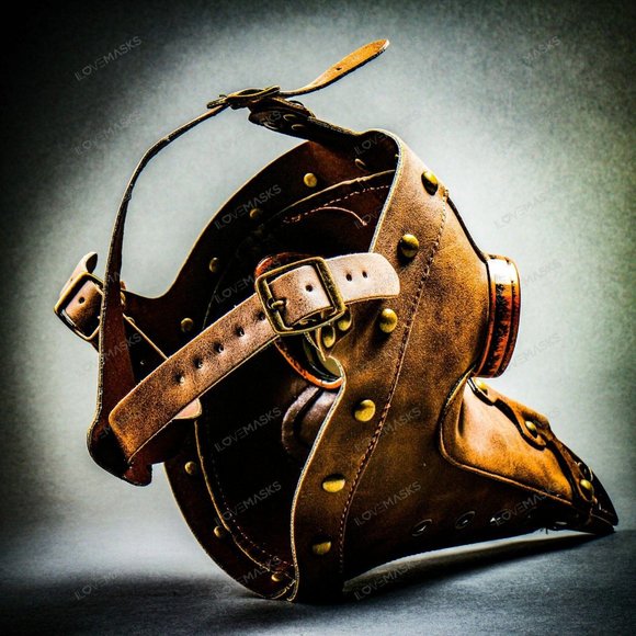 Halloween Plague Doctor Bird Nose Full Mask Brown - Picture 8 of 11